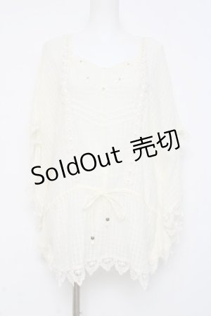 画像: axes femme / 格子柄シアーポンチョトップス  生成り Y-26-03-01-142-AX-TO-SZ-ZY