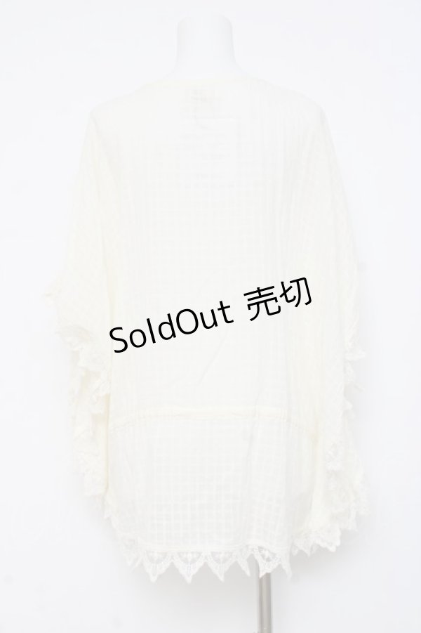 画像2: axes femme / 格子柄シアーポンチョトップス  生成り Y-26-03-01-142-AX-TO-SZ-ZY (2)