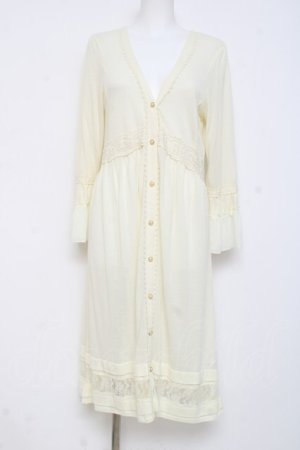 画像: axes femme / 裾レース透かしデザインカーデ  生成り Y-26-03-01-145-AX-TO-SZ-ZY