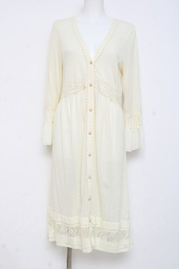 画像1: axes femme / 裾レース透かしデザインカーデ  生成り Y-26-03-01-145-AX-TO-SZ-ZY (1)