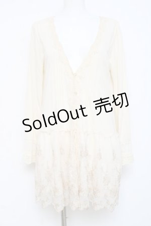 画像: axes femme / 裾フラワー刺繍ロングカーディガン  生成り Y-26-03-01-146-AX-TO-SZ-ZY