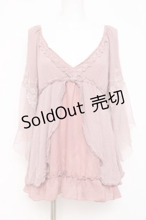 画像: axes femme / 袖レーシーフェミニンブラウス M 淡ピンク Y-26-03-01-147-AX-BL-SZ-ZY