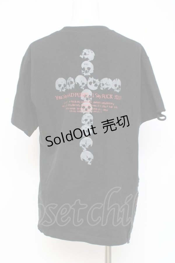 画像2: MAD / チェーン付きプリントカットソー  黒 Y-26-03-01-148-PU-TO-SZ-ZY (2)