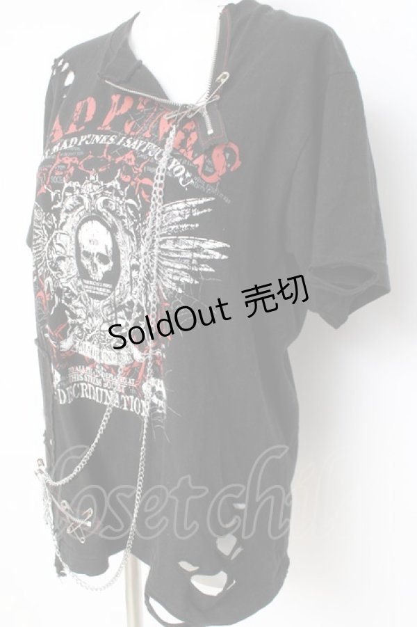 画像3: MAD / チェーン付きプリントカットソー  黒 Y-26-03-01-148-PU-TO-SZ-ZY (3)