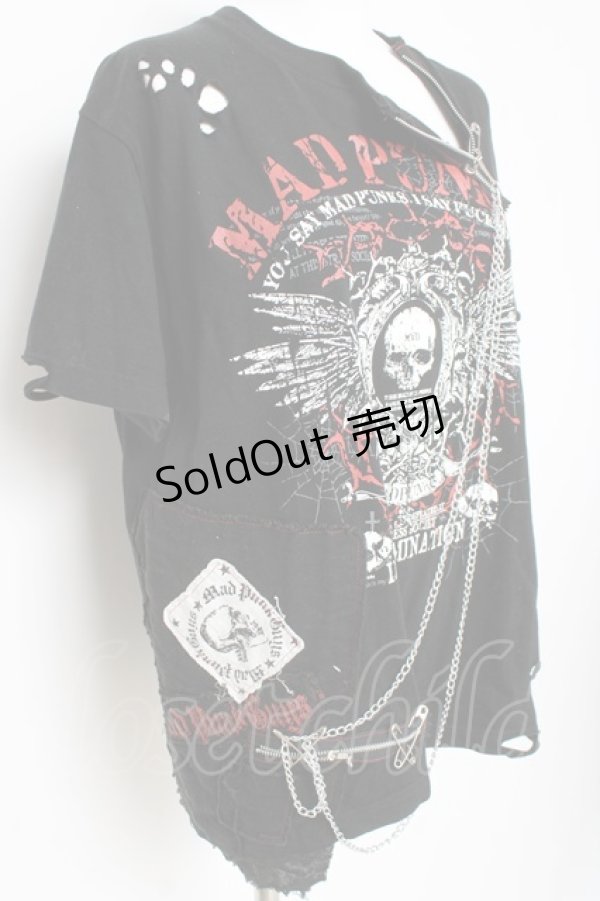 画像4: MAD / チェーン付きプリントカットソー  黒 Y-26-03-01-148-PU-TO-SZ-ZY (4)