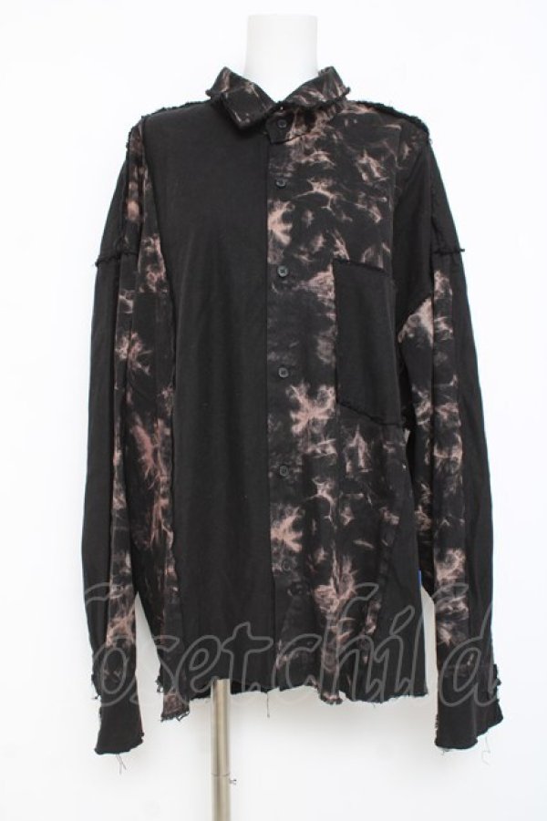 画像1: nine nuts / バイカラータイダイシャツ  黒 Y-26-03-01-150-PU-TO-SZ-ZY (1)