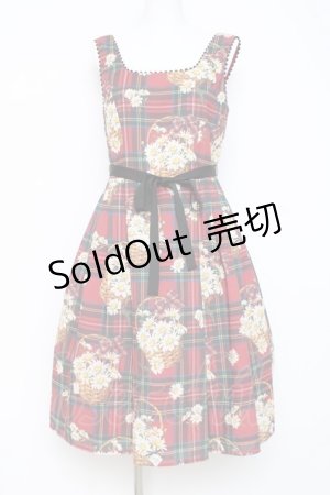 画像: Emily Temple cute / マーガレットタータンノースリーブワンピース  赤 Y-26-03-01-158-ET-OP-SZ-ZY