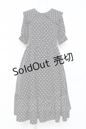 画像: m petit by misako / 梨地水玉半袖ワンピース  黒 Y-26-03-01-160-LO-OP-SZ-ZY