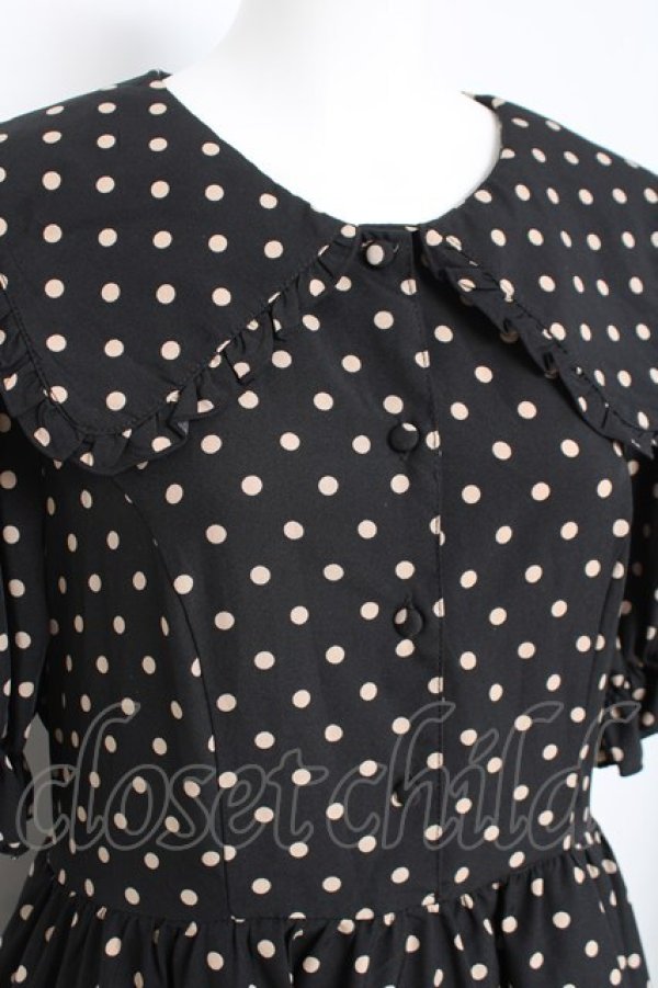画像3: m petit by misako / 梨地水玉半袖ワンピース  黒 Y-26-03-01-160-LO-OP-SZ-ZY (3)