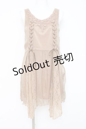 画像: axes femme / 編み上げシフォンチュニ  ベージュ Y-26-03-01-164-AX-OP-SZ-ZY