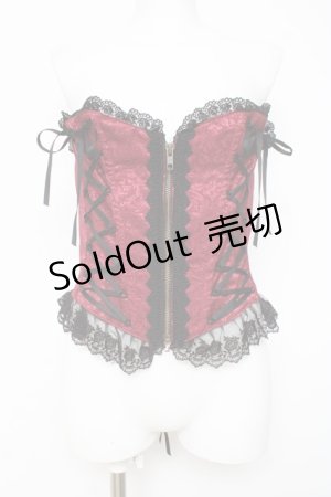 画像: ATELIER PIERROT / Lace Up Long Corset  ワイン Y-26-03-01-167-EL-TO-SZ-ZY