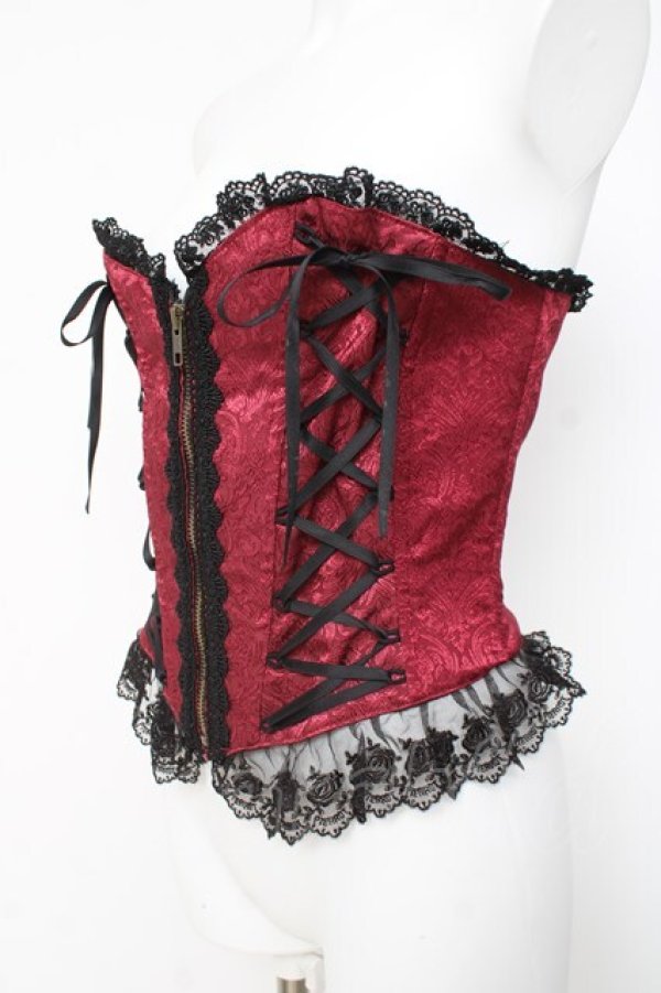 画像2: ATELIER PIERROT / Lace Up Long Corset  ワイン Y-26-03-01-167-EL-TO-SZ-ZY (2)