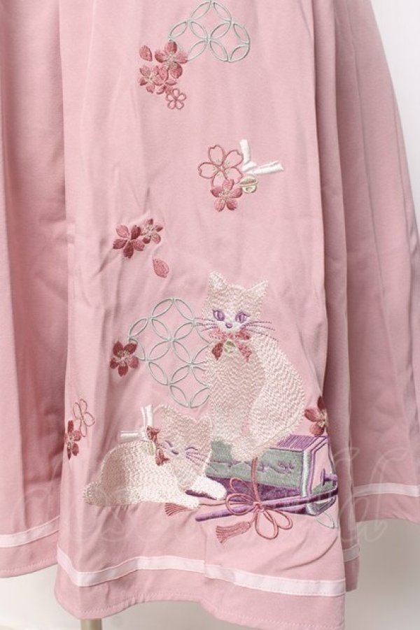 画像4: Amavel / 鈴猫みくじの縁結スカート F ピンク Y-26-03-01-170-CA-SK-SZ-ZY (4)