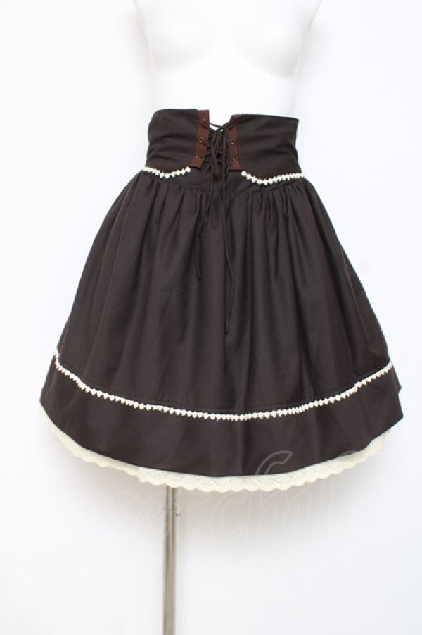 画像1: Blue rouge / コルセット風スカート  茶 Y-26-03-01-171-CA-SK-SZ-ZY (1)