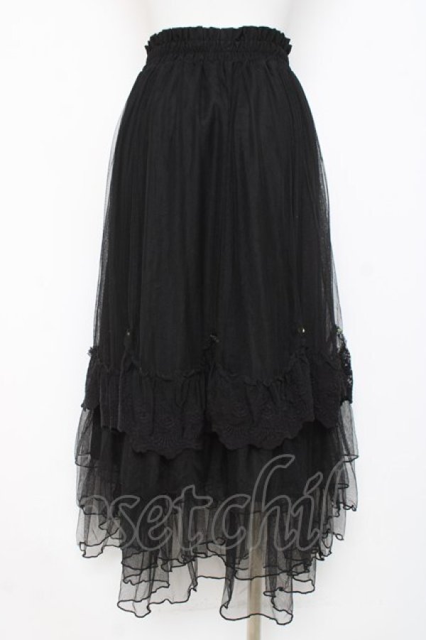 画像2: axes femme / ローズ付ドレープチュールスカート  黒 Y-26-03-01-172-AX-SK-SZ-ZY (2)