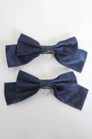 画像: LOTUS ribbon / リボンバレッタ  紺 Y-26-03-01-041-EL-AC-SZ-ZY