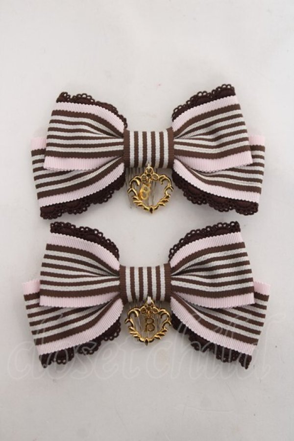 画像1: BABY, THE STARS SHINE BRIGHT / ストライプリボンコーム  ピンク Y-26-03-01-044-BA-AC-SZ-ZY (1)