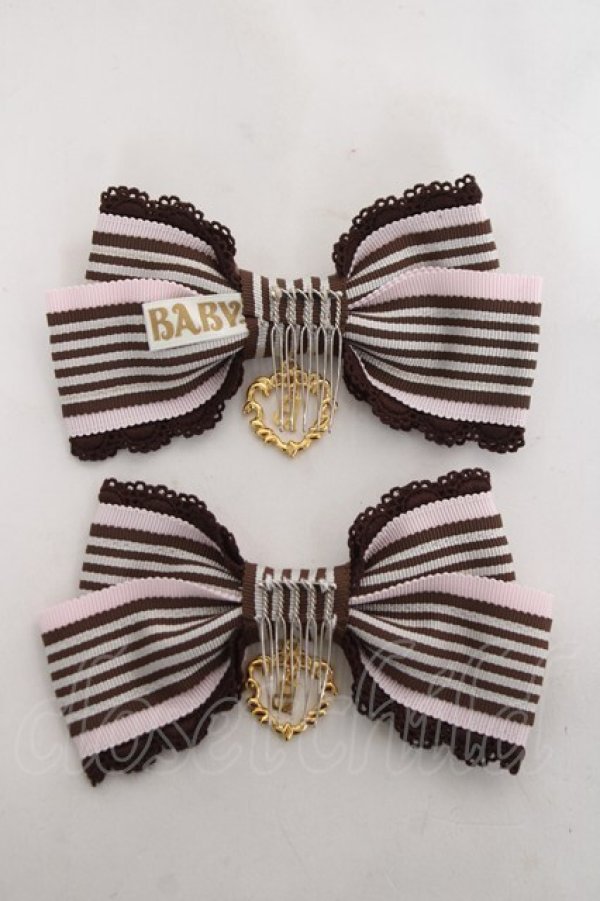 画像2: BABY, THE STARS SHINE BRIGHT / ストライプリボンコーム  ピンク Y-26-03-01-044-BA-AC-SZ-ZY (2)