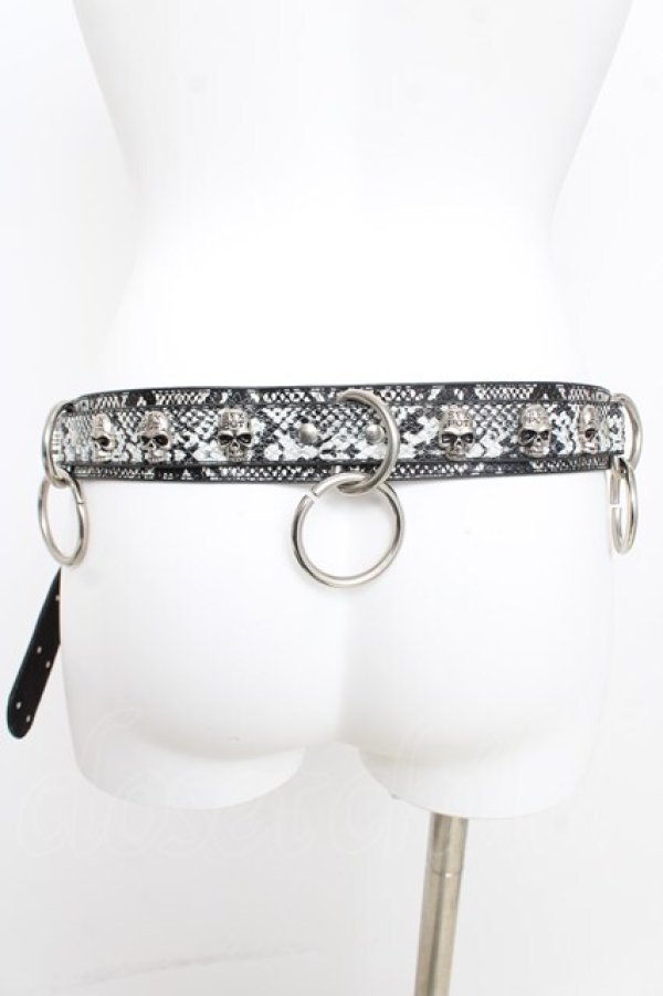 画像3: SEX POT ReVeNGe / パイソン柄スカルリングベルト  ブラック/グレー Y-26-03-03-004-SP-ZA-SZ-ZY (3)