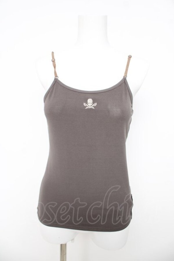 画像1: Ozz Croce / スカル刺繍キャミ  チャコール Y-26-03-03-053-OO-TO-SZ-ZY (1)