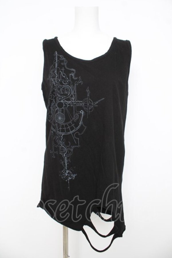 画像1: Ozz Croce / プリント入りロングタンク  黒 Y-26-03-03-058-OO-TO-SZ-ZY (1)