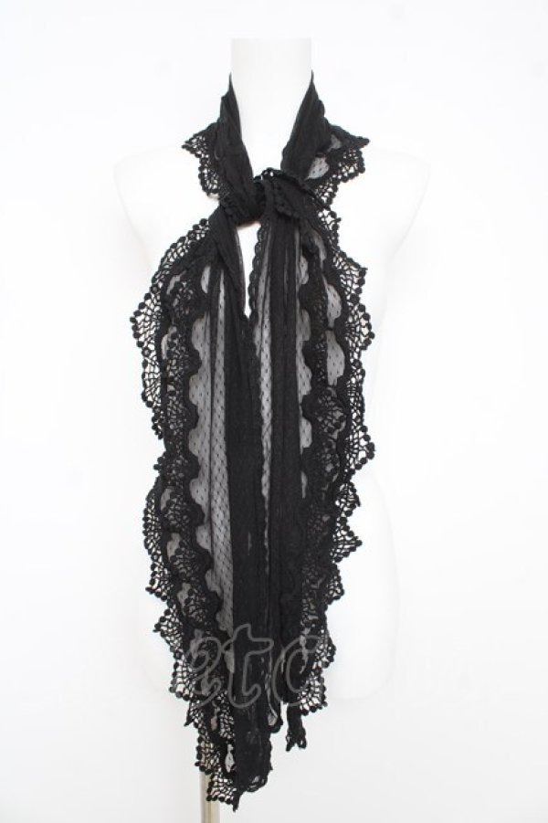画像1: BPN / ドットチュールレースストール  ブラック Y-26-03-03-005-GO-ZA-SZ-ZY (1)