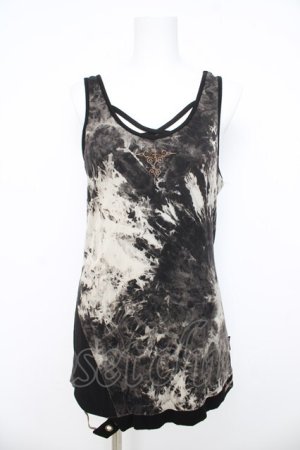 画像: Ozz Croce / タイダイ柄タンクトップ  オフ/黒 Y-26-03-03-059-OO-TO-SZ-ZY