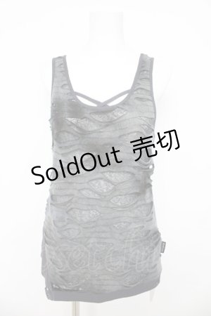 画像: Ozz Croce / ムラ染め柄ダメージタンクトップ  ブルー Y-26-03-03-060-OO-TO-SZ-ZY