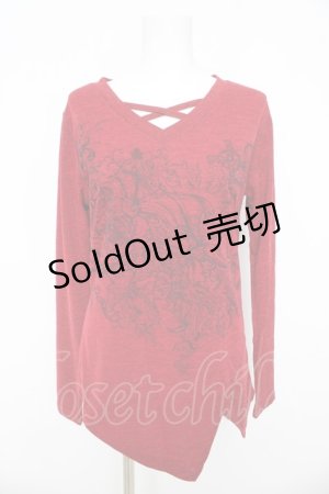 画像: Rozen Kavalier / 胸元クロスプリントプルオーバー  赤 Y-26-03-03-061-OO-TO-SZ-ZY