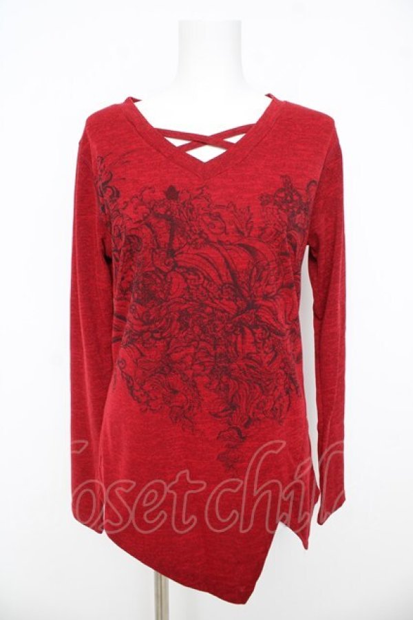 画像1: Rozen Kavalier / 胸元クロスプリントプルオーバー  赤 Y-26-03-03-061-OO-TO-SZ-ZY (1)