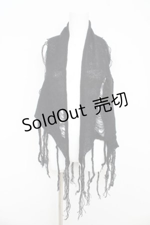 画像: BPN / ダメージニット三角ストール  ブラック Y-26-03-03-006-GO-ZA-SZ-ZY