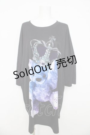 画像: TRAVAS TOKYO / CROWN BEAR ROUND HEM Tシャツ F ブラック/ブルー Y-26-03-03-071-PU-TS-SZ-ZY