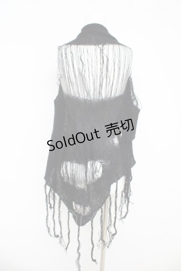 画像2: BPN / ダメージニット三角ストール  ブラック Y-26-03-03-006-GO-ZA-SZ-ZY (2)