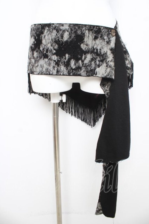 画像1: ALGONQUINS / ムラ柄フリンジフラップ  グレー/ブラック Y-26-03-03-007-AL-ZA-SZ-ZY (1)