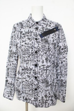 画像: ALGONQUINS / 総柄ピンストライプブラウス F オフ/ブルー/ブラック Y-26-03-03-081-AL-BL-SZ-ZY