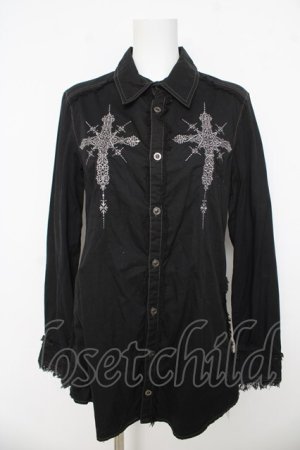 画像: ALGONQUINS / クロス刺繍ロングブラウス 2 ブラック Y-26-03-03-084-AL-BL-SZ-ZY