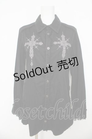画像: ALGONQUINS / クロス刺繍ロングブラウス 2 ブラック Y-26-03-03-084-AL-BL-SZ-ZY