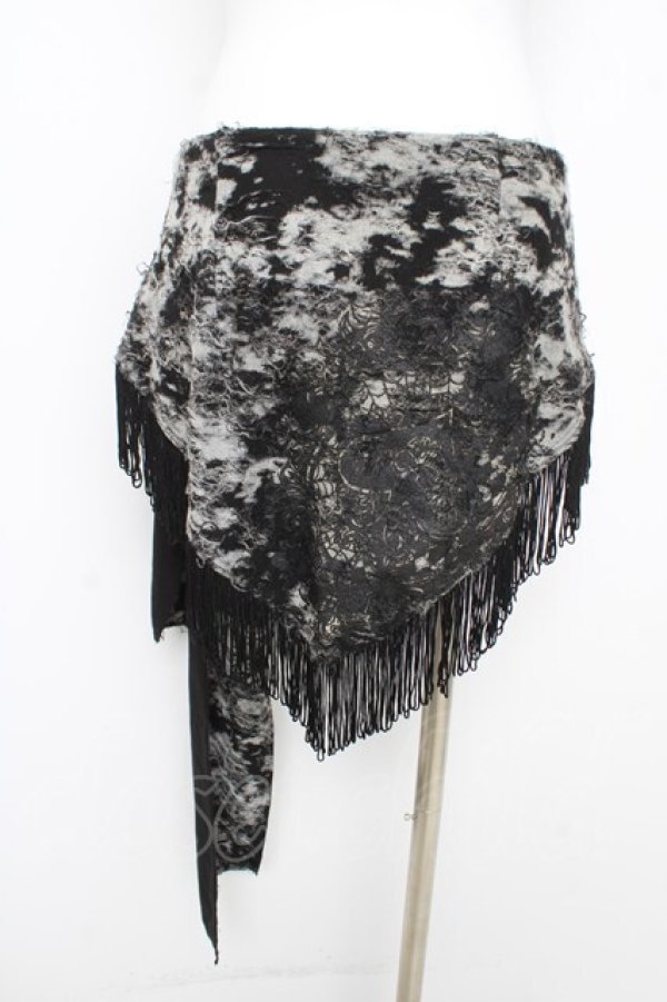 画像3: ALGONQUINS / ムラ柄フリンジフラップ  グレー/ブラック Y-26-03-03-007-AL-ZA-SZ-ZY (3)