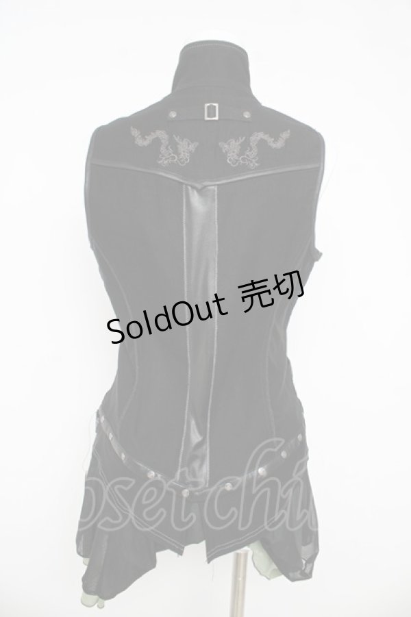 画像2: Ozz Croce / 裾メッシュフリルベスト  黒 Y-26-03-03-086-OO-TO-SZ-ZY (2)