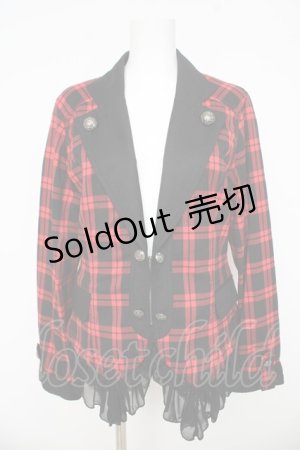 画像: ALGONQUINS / チェックフリルジャケット 2 レッド/ブラック Y-26-03-03-093-AL-JA-SZ-ZY