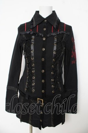 画像: Ozz Croce / 2WAY編み上げジャケットワンピース  ブラック/レッド Y-26-03-03-096-OO-OP-SZ-ZY