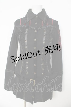 画像: Ozz Croce / 2WAY編み上げジャケットワンピース  ブラック/レッド Y-26-03-03-096-OO-OP-SZ-ZY