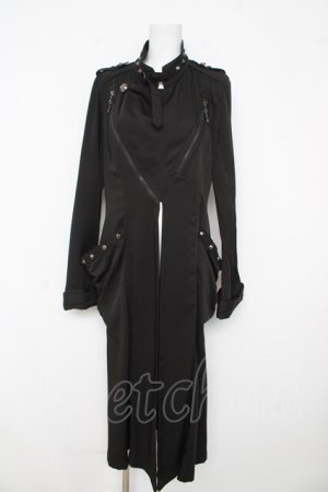 画像: ALGONQUINS / スタッズ付きレースアップロングジャケット F 黒 Y-26-03-03-097-AL-JA-SZ-ZY