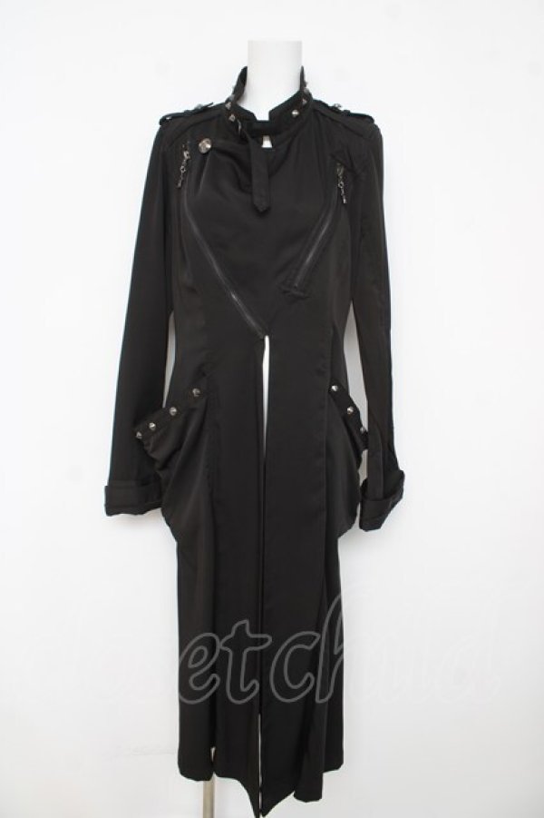 画像1: ALGONQUINS / スタッズ付きレースアップロングジャケット F 黒 Y-26-03-03-097-AL-JA-SZ-ZY (1)