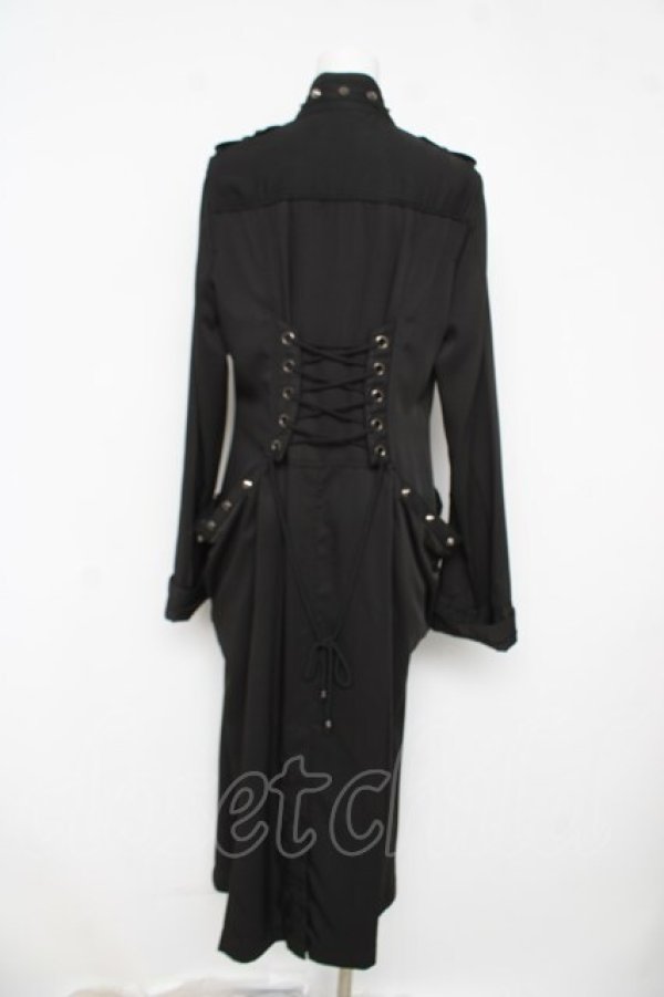 画像2: ALGONQUINS / スタッズ付きレースアップロングジャケット F 黒 Y-26-03-03-097-AL-JA-SZ-ZY (2)