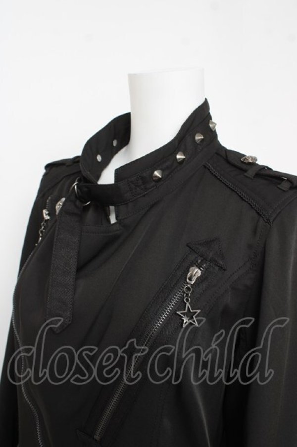 画像3: ALGONQUINS / スタッズ付きレースアップロングジャケット F 黒 Y-26-03-03-097-AL-JA-SZ-ZY (3)