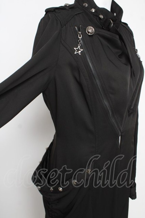 画像4: ALGONQUINS / スタッズ付きレースアップロングジャケット F 黒 Y-26-03-03-097-AL-JA-SZ-ZY (4)