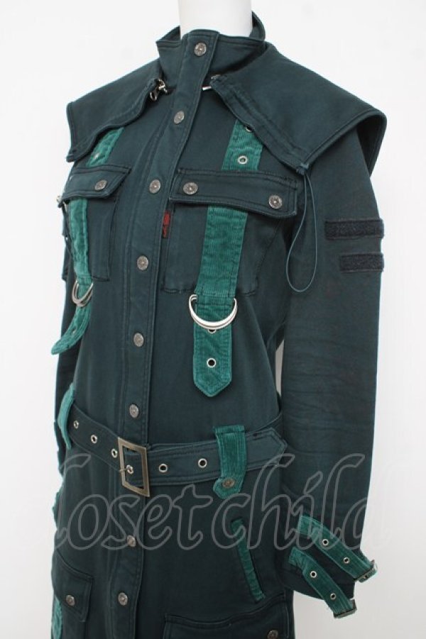 画像3: Ozz On / フード付きベルトデザイントレンチコート  グリーン Y-26-03-03-098-OO-CO-SZ-ZY (3)