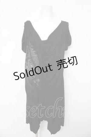 画像: Ozz Croce / フロントドレープカットチュニ  黒 Y-26-03-03-099-OO-OP-SZ-ZY