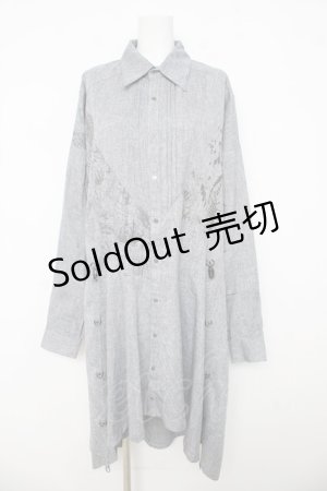 画像: Ozz conte / ビッグシルエットシャツワンピース  ライトグレー Y-26-03-03-100-OO-OP-SZ-ZY